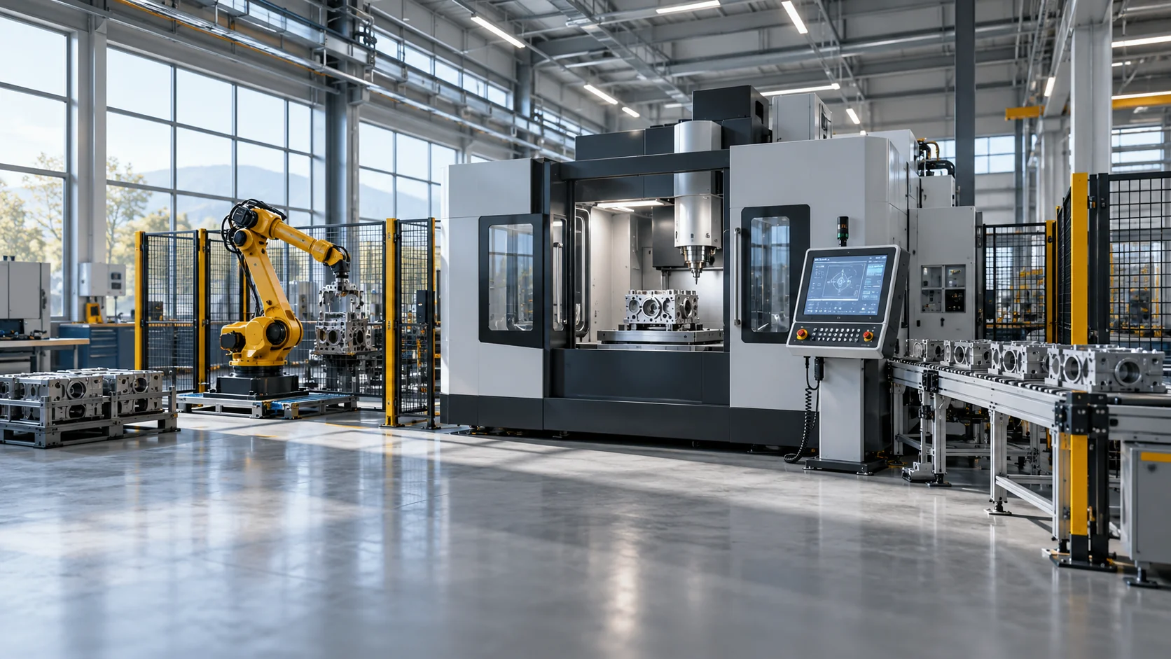 Illustration of a manufacturing and automation setting